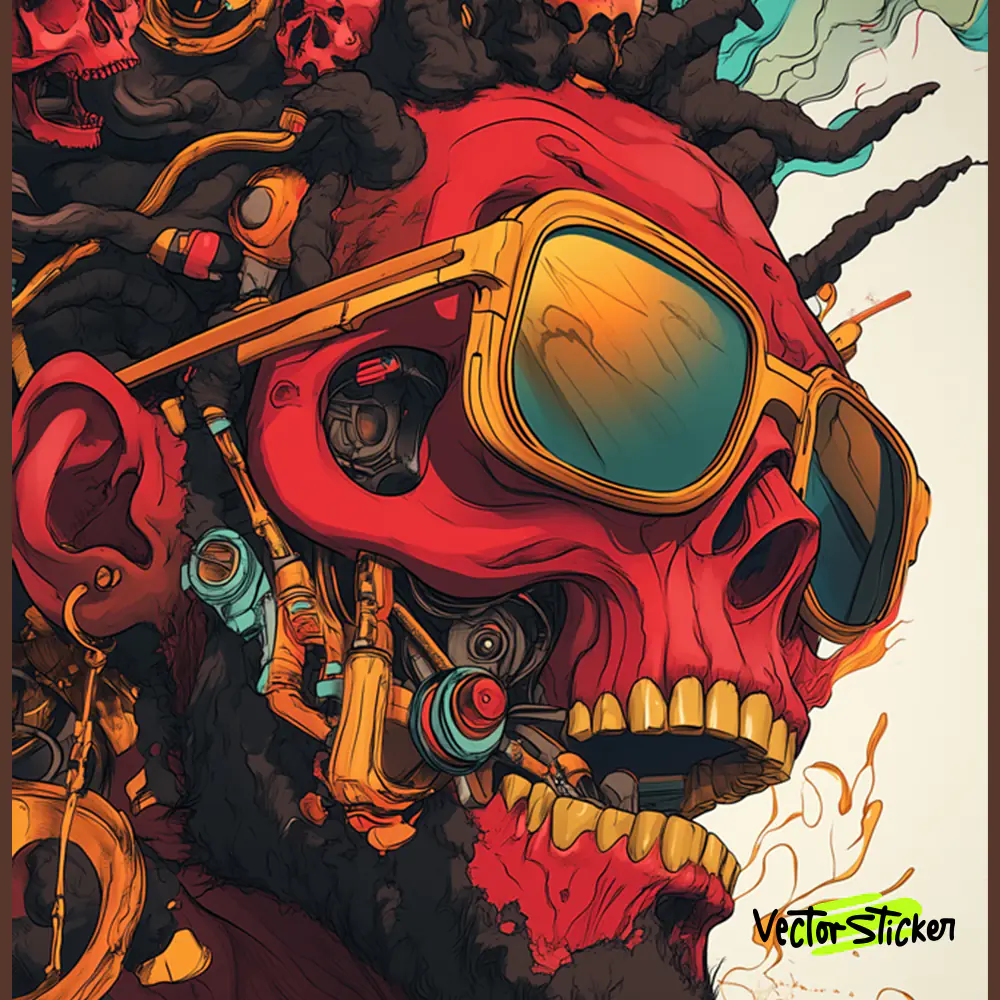 Red Skull with Sunglasses